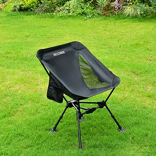 NUOWN Portable Chair Camping Chair Adjustable Height Camping Folding Beach Chair Lightweight Portable Folding Camping Chair with Side Pockets for Hiking & Beach Black