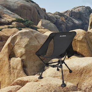NUOWN Portable Chair Camping Chair Adjustable Height Camping Folding Beach Chair Lightweight Portable Folding Camping Chair with Side Pockets for Hiking & Beach Black