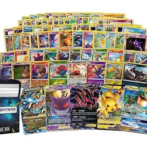 Lightning Card Collection Premium Bundle :100+ Cards inculdes 20 foil Cards | 4 Legendary Ultra Rare V, GX, or EX | LCC Box That is Compatible with Pokemon Cards