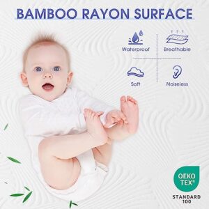 Waterproof Mattress Protector Queen Size - Cooling Bamboo Rayon Mattress Cover, Soft Breathable Noiseless 3D Air Fabric Bed Mattress Pad Covers, Machine Washable, 8-21" Deep Pocket