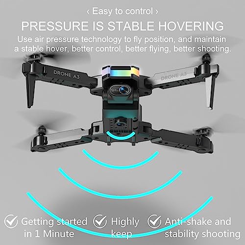 ZZKHGo Mini Drone with Dual 4K HD FPV Camera Remote Control Toys for Boys and Girls with Altitude Hold, Headless Mode, One Key Start Speed, Built-in Battery (Black(Battery*1))