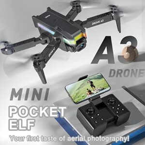 ZZKHGo Mini Drone with Dual 4K HD FPV Camera Remote Control Toys for Boys and Girls with Altitude Hold, Headless Mode, One Key Start Speed, Built-in Battery (Black(Battery*1))