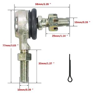 HOLATO 10-10mm Left Right Tie Rod Ball Joint for 50cc 70cc 90cc 110cc 125cc Tao Tao ATK 125 Coolster Baja Kazuma Roketa 4 Wheeler ATV Quad Go Cart Kart Pit Dirt Bike Moped Scooter Part