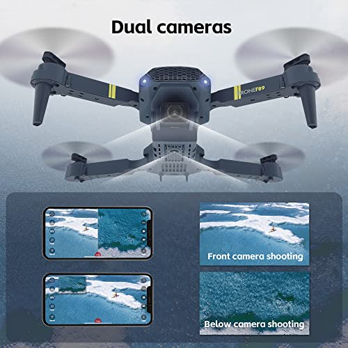 Super Endurance Foldable Drone with Camera for Beginners– Long Flight Time, WiFi FPV Quadcopter with 120°Wide-Angle HD Camera, Optical Flow Positioning, Follow Me, Dual Cameras(3 Batteries) V2