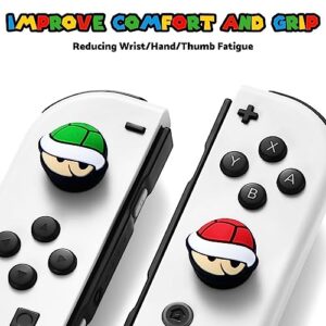 Switch Thumb Grips Joystick Caps Compatible with Nintendo Switch/OLED/Lite Controller Accessories, FUNLAB Cute Silicone Analog Stick Cover for Mario Fans, 4PCS - Green & Red Koopa Turtle Shell