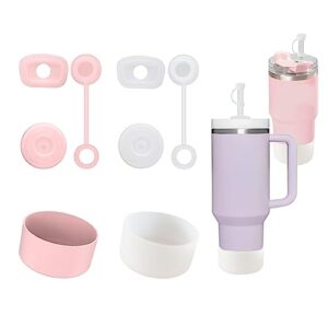 umust 8 pcs for stanley cup accessories, silicone spill proof stoppe & silicone bumper boot,leakproof silicone seal kit & water bottle bottom sleeve for stanley cup1.0 40 oz 30 oz (clear*4 & pink*4)