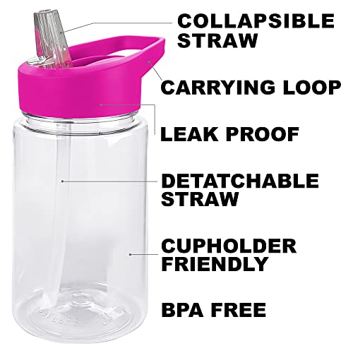 LOGOVISION Peppa Pig Kids Tritan Plastic Water Bottle with Straw Lid and Handle, Reusable Tumbler for Toddlers, Unisex for Girls and Boys, 12oz, Big Peppa