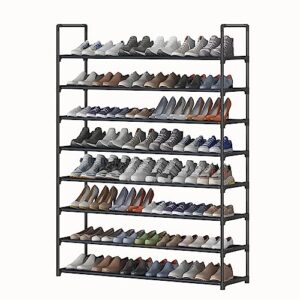 hithim 8 tier long shoe rack,large shoe shelf for shoe storage,tall sturdy shoe stand,non-woven fabric shoe organizer for closet,upgrade shoe holder for entryway, doorway and bedroom