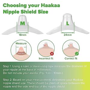 haakaa Nipple Shields for Nursing Nipple Shield for Breastfeeding with Storage Case Ultra-Thin Food-Grade Silicone (24mm, 2pk)