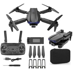 drone with daul 1080p hd fpv camera, altitude hold headless mode one key start speed adjustment, foldable arms quadcopter with led light, 2.4ghz 𝖠𝗇𝗍𝗂-interference technology