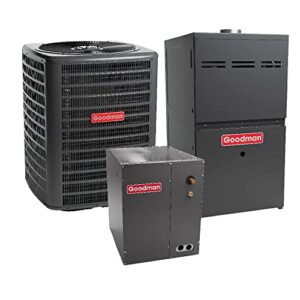 goodman 2.5 ton 14.3 seer2 single stage heat pump gszb403010 and 80,000 btu 80% afue multi-speed gas furnace gm9c800805cn upflow system with capta3026c4