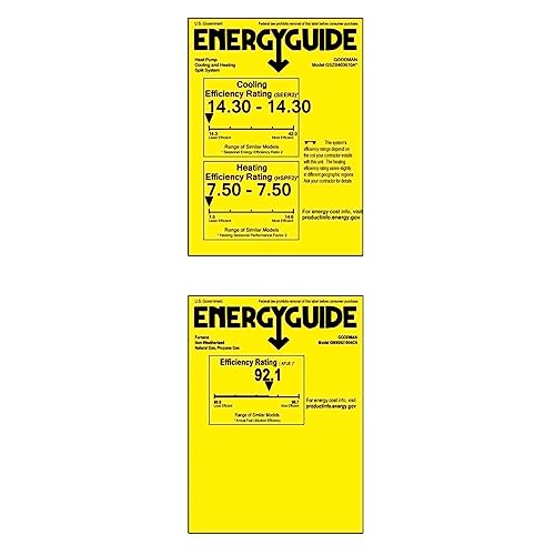 Goodman 3 Ton 14.3 SEER2 Single Stage Heat Pump GSZB403610 and 100,000 BTU 92% AFUE Multi-Speed Gas Furnace GM9S921004CN Upflow System with CAPTA4230C4