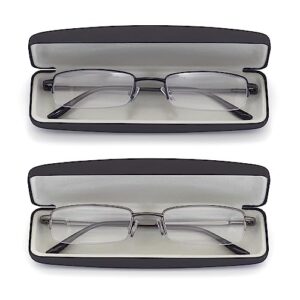 HIGHLIKE 2-Pack Blue Light Blocking Reading Glasses with Hard Cases, Semi Frame Spring Hinge Readers Glasses,Black Gunmetal 3.0 x