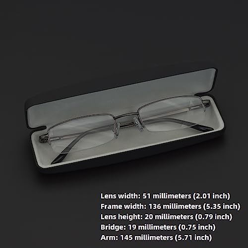 HIGHLIKE 2-Pack Blue Light Blocking Reading Glasses with Hard Cases, Semi Frame Spring Hinge Readers Glasses,Black Gunmetal 3.0 x