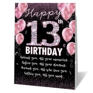 diamond happy birthday table decorations - vintage 13th birthday poster with stand - rose gold glitter table sign for boys girls - 13th birthday gifts - back in 2010 birthday party favors supplies (a02)