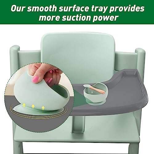 BPA-Free Plastic High Chair Tray Compatible with Stokke Tripp Trapp Chair - Shining Surface and Stronger Suction Power - Accessories for Stokke Tripp Trapp Chair (Grey)