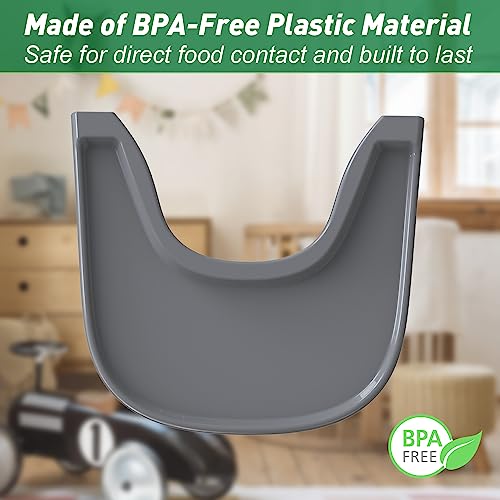 BPA-Free Plastic High Chair Tray Compatible with Stokke Tripp Trapp Chair - Shining Surface and Stronger Suction Power - Accessories for Stokke Tripp Trapp Chair (Grey)