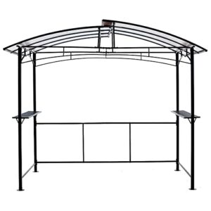 voohek grill gazebo 8x5ft, outdoor patio canopy, bbq shelter with steel hardtop and side shelves,black
