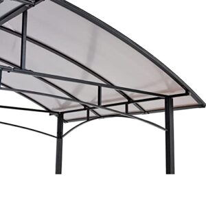 Voohek Grill Gazebo 8x5ft, Outdoor Patio Canopy, BBQ shelter with Steel Hardtop and Side Shelves,Black