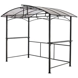 Voohek Grill Gazebo 8x5ft, Outdoor Patio Canopy, BBQ shelter with Steel Hardtop and Side Shelves,Black