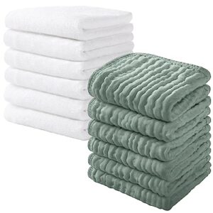 looxii 12 pack baby burp cloths 100% cotton muslin burp cloths 20x10” soft absorbent bamboo baby washcloths 12“x12”