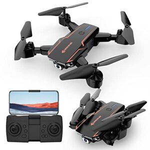fpv camera drone, 1080p hd quadcopter with altitude hold headless mode, 2.4ghz foldable drones with one button start, speed adjustment (black)