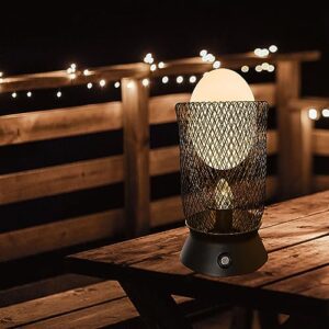 38°garden led flame table lamp battery operated rechargeable ambience lantern metal cage with flickers warm light touch dimmable bedside lamp cordless nightlight decor for patio porch home gift