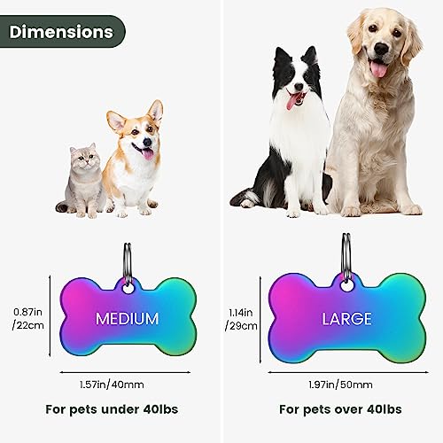 Dog Tags Engraved for Pets, YEHANTI Stainless Steel Pet ID Tags with Sunflower Designs, Dog Name Tags Personalized Both Sides Engraving, Custom Pet Tags for Dogs and Cats (Bone - Sunflower)