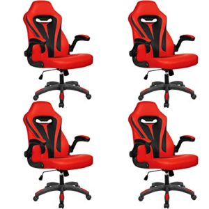 seekfancy gaming chair set of 4, computer gaming chair video game chairs for teens adults, ergonomic gaming chair high back cheap computer office chair, red silla pc gamer chair with lumbar support