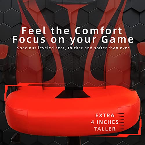 SeekFancy Gaming Chair Set of 4, Computer Gaming Chair Video Game Chairs for Teens Adults, Ergonomic Gaming Chair High Back Cheap Computer Office Chair, Red Silla PC Gamer Chair with Lumbar Support