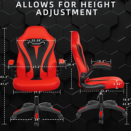 SeekFancy Gaming Chair Set of 4, Computer Gaming Chair Video Game Chairs for Teens Adults, Ergonomic Gaming Chair High Back Cheap Computer Office Chair, Red Silla PC Gamer Chair with Lumbar Support