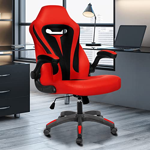 SeekFancy Gaming Chair Set of 4, Computer Gaming Chair Video Game Chairs for Teens Adults, Ergonomic Gaming Chair High Back Cheap Computer Office Chair, Red Silla PC Gamer Chair with Lumbar Support