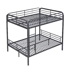 FUSVZ Metal Full Over Full Bunk Beds for Adults, Modern Style Metal Bunk Bed Full Over Full Size, Heavy-Duty Bunk Beds Frame with Ladders for Kids Boys Girls Teens Adults, Weight Capacity 500LBS