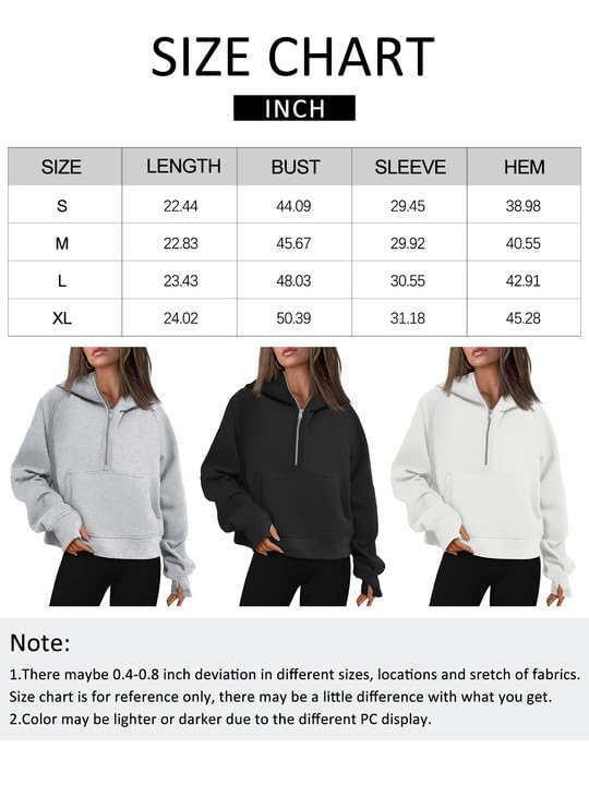 AUTOMET Half Zip Pullover for Women Quarter Zip Sweatshirts Hoodies Casual Cropped Sweaters Fall Outfits Winter Clothes Fashion 2023 Black