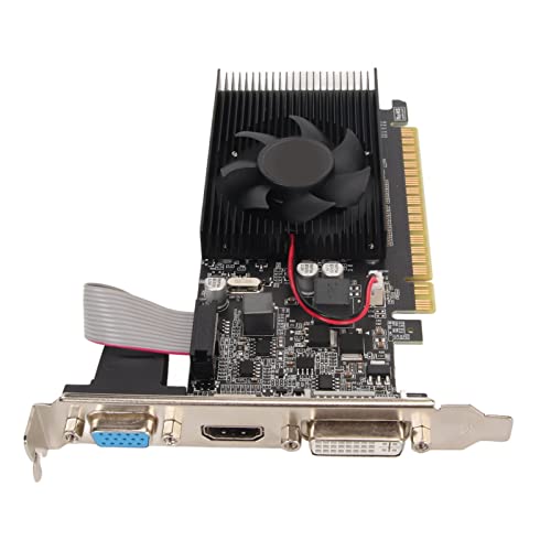 GT610 1GB DDR3 Graphics Card, 64bit 1800MHz Computer Video Card with Cooling Fan, DVI, VGA, HDMI, PCIe X16 2.0 Bus