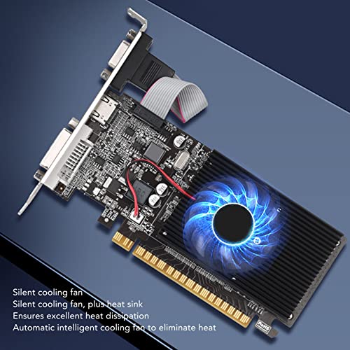 GT610 1GB DDR3 Graphics Card, 64bit 1800MHz Computer Video Card with Cooling Fan, DVI, VGA, HDMI, PCIe X16 2.0 Bus