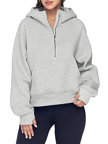 AUTOMET Half Zip Pullover for Women Quarter Zip Sweatshirts Hoodies Cropped Fleece Sweaters Fall Outfits Winter Clothes Fashion 2023 Grey