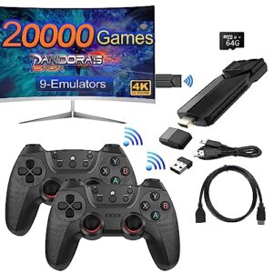 kzlvn 20000+ games,dual 2.4g wireless premium controllers,wireless retro game console, handheld console, plug and play video game stick, 9 emulators, 4k hdmi output, dual 2.4g wireless controllers