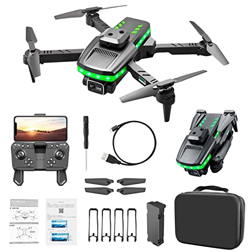 GBSELL 4K Camera Drone for Kids Adults, Foldable FPV Remote Control Quadcopter with LED Flash Bar, Trajectory Flight, Intelligent Obstacle Avoidance, Toys Birthday Gifts for Boys Girls (One Camera)