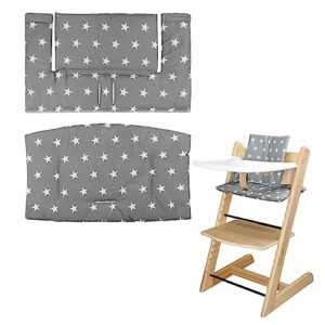 llhqamt for stokke high chair cushion, soft and comfortable for tripp trapp high chair cushion, for tripp trapp cushion set makes it safer and more comfortable for baby to sit on (grey star pattern)