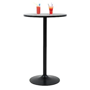 round bar table 40" height modern pub table with solid top and sturdy metal base, high top table for kitchen, dining room, bistro, cocktail, black