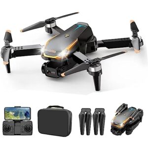 mini drone with 1080p dual hd camera - drones for adults with carrying case, foldable remote control toys gifts small drones for kids, one key start, altitude hold, headless mode