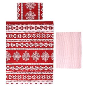 orenic classical snowflake printed bedding set, soft comfortable duvet cover bed sheet, red and classical festival pillowcase kit for bed perfect for christmas, summer & year-round comfort