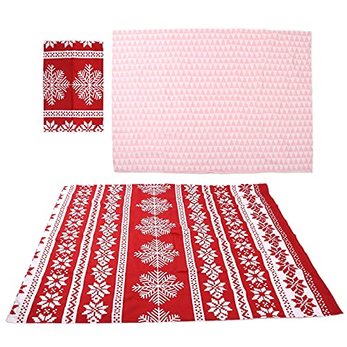 Orenic Classical Snowflake Printed Bedding Set, Soft Comfortable Duvet Cover Bed Sheet, Red and Classical Festival Pillowcase Kit for Bed Perfect for Christmas, Summer & Year-Round Comfort