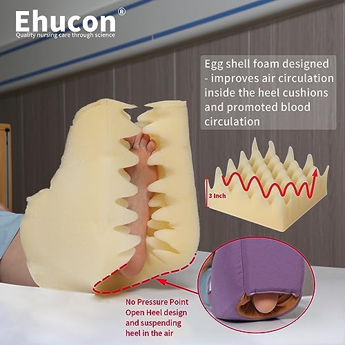 Ehucon Egg Shell Foam Heel Protector Bed Sore Pillow Cushion for Pressure Sores,Foot Pillow for Bedridden Patients Supplies, Ankle Pillow Heel Protectors for Heel Pain (1 Count-Freshen Lavender)