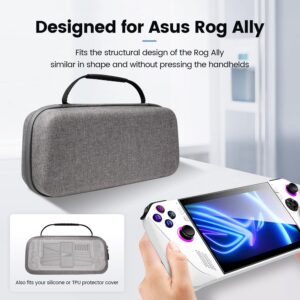 SARLAR Rog Ally Carrying Case Compitable with Asus Rog Ally and Accessories, Hard Shell Case Fit AC Adapter and Power Bank for Travel and Storage with Screen Protector[Gray]