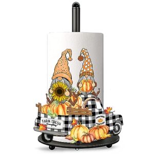 fall paper towel holder, autumn kitchen decor, farmhouse fall gnomes kitchen decor accessories paper towel holder stand, metal fall decorations for home bathroom, large towel stand for countertops