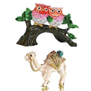 yu feng cute owl and camel animal trinket jewelry box