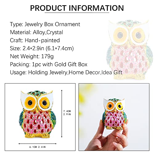 YU FENG Hand Painted Enameled Owl And Cute Camel Animal Trinket Jewelry Box
