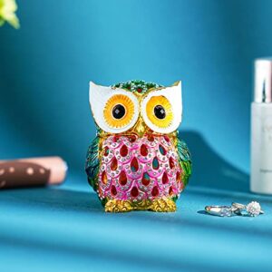 YU FENG Hand Painted Enameled Owl And Cute Camel Animal Trinket Jewelry Box